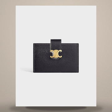 CELINE アコーディオンカード財布 - サプリグレインカーフスキン ブラック 10N843GHH.38NO 158501202 [P]