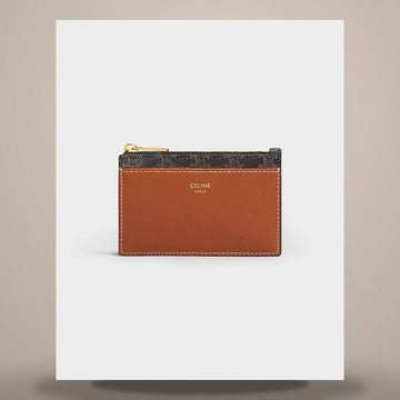 Celine Zipper Card Holder - Triomphe Canvas & Lambskin 10F992BZ9.04LU 158501209 [P]