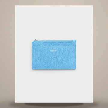 Celine Zipper Card Holder - Grain Calfskin Blue Sky 10F993GTH.GKE9 158501228 [P]