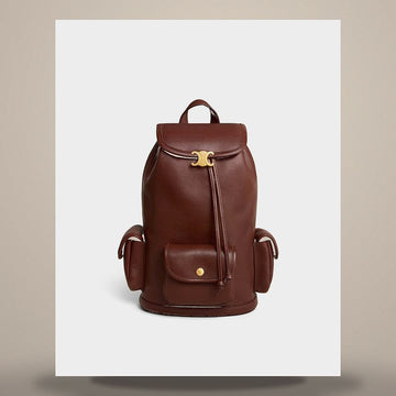 Celine Soft Triomphe Mini Backpack - Supple Shiny Lambskin Deep Brown L10293349.28BK 158501275 [P]