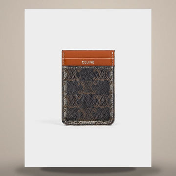 Celine Magnet Card Holder - Triumph Canvas & Calfskin Tan 10N492EEN.04LI 158501277 [P]