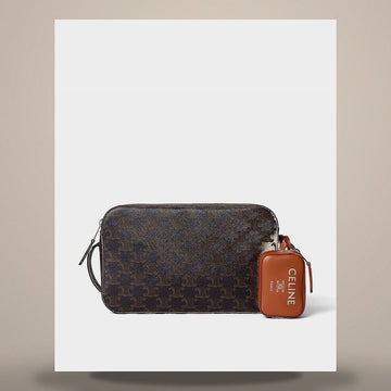 Celine Messenger Bag with Charm - Triomphe Canvas & Soft Lambskin Black / Tan L10594K28.GNQ0 158501295 [P]