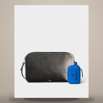 Celine Charm Decker Messenger Bag - Soft Calfskin & Sheepskin Black / Ultra Blue 158501298 [P]