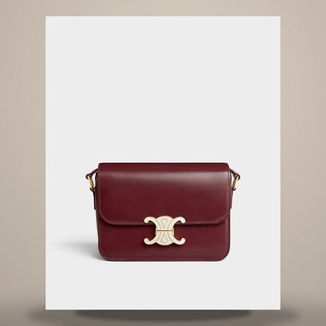 CELINE Tin Triomphe Tasche - glänzendes Kalbsleder & Emaille-Verschluss Sinfonia / weiße Baumwolle 188424K49.GLM9 158501323 [P]