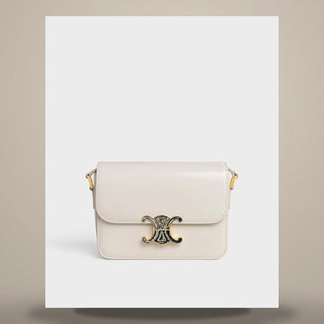 Celine Tiny Triomphe Bag - Shiny Calfskin & Enamel Lock White Cotton / Black 188424K49.GLN0 158501326 [P]