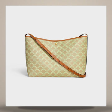 Celine Soft Shopper Bag - Triomphe Canvas & Calfskin Sandcastle / Soft Lime 123913D21.GJQ4 158501338 [P]