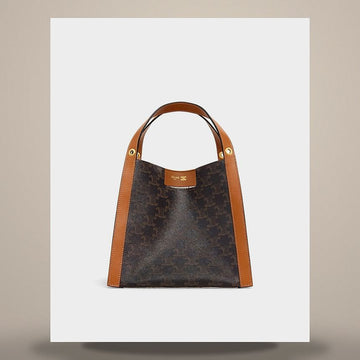 Celine Small Cube Bag - Triomphe Canvas & Natural Calfskin 158501339 [P]