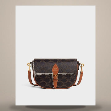 Celine Polko Shoulder Bag - Triomphe Canvas & Calfskin 122652GTL.04LU 158501341 [P]
