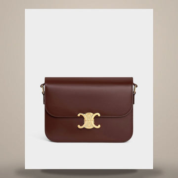 CELINE Klassische Triomphe Tasche - Glänzendes Kalbsleder Kastanienbraun 187363BF4.18CH 158501378 [P]