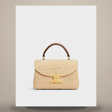 Celine Tiny Nino Bag - Raffia & Calfskin Natural / Tan 118112GNQ.02NT 158501392 [P]