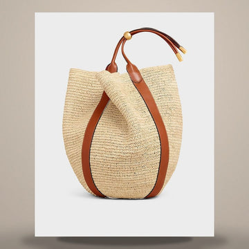 CELINE ラージドロップバケットバッグ - ラフィア＆カーフスキン 158501907 [P]
