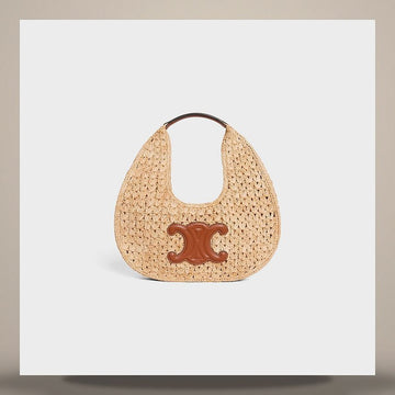 Celine Classic Hobo Bag - Raffia & Calfskin Natural / Tan 112772EYR.02NT 158502093 [P]