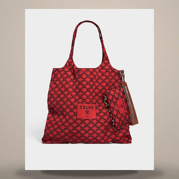 CELINE Padded Shopping Bag - Nylon & Kalbsleder Ultra Rot / Schwarz L108C4L50.GLL3 158502114 [P]