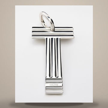 Celine Alphabet Charm T Letter - Rhodium Finish Brass Silver B10FE4V75.36SI 158502800 [P]