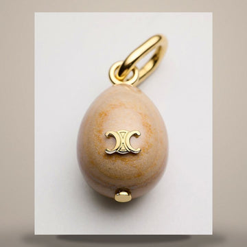Celine Charm Stone Egg - Botticino & Gold Finish Brass Ecru / Gold B10783F64.60EC 158502848 [P]