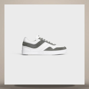 Celine Low Lace-Up Sneakers - Suede Calfskin & Calfskin Gray/Optic White 349223721C.09OP 158502897 [P]