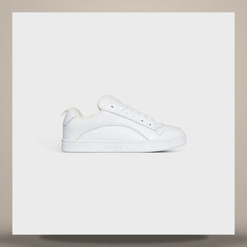 Celine Huntington Low Lace-Up Sneakers - Grain Leather & Mesh Optic White 361015089C.01OP 158502901 [P]