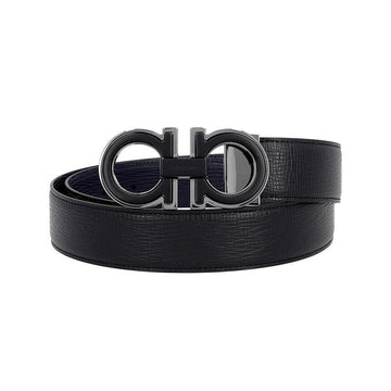 SALVATORE FERRAGAMO ベルト ミッドナイト ブルーブラック リバーシブル メンズベルト 127388070 [P]