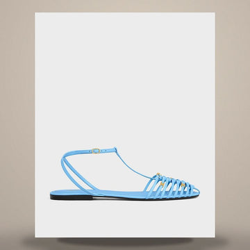 Celine Cage Flat Sandals - Goat Leather Sky Blue 366965340C.07SB 158503020 [P]