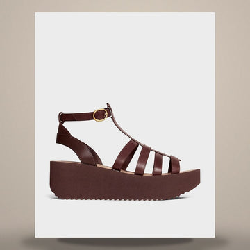 CELINE Sunny Wedge Sandalen - Lederalternativen dunkelbraun 367405348C.19DK 158503034 [P]