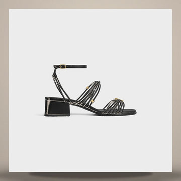 CELINE Clemence Heel Sandalen - Ziegelleder Schwarz 367485340C.38NO 158505996 [P]