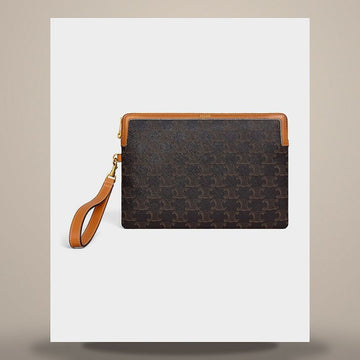 CELINE トリオントフ スモール ストラップ ポーチ - キャンバス & カーフスキン 10J503I91.04LU 158503075 [P]