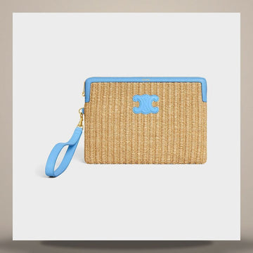 CELINE スモールストラップポーチ - ラフィアエフェクトテキスタイル＆カーフスキン 158503077 [P]