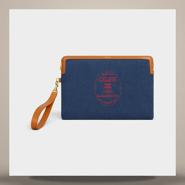 Celine Triomphe Small Strap Pouch - Embroidered Textile Dark Navy / Ultra Red 10J503D34.GJW2 158503084 [P]