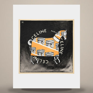 Celine Square - Horse Silk Twill Black/Orange/Off White 2AW905A27.GNN3 158503085 [P]