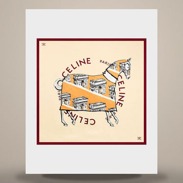 Celine Square - Horse Silk Twill Vanilla/Orange/Burgundy 2AW905A27.GNN4 158503089 [P]