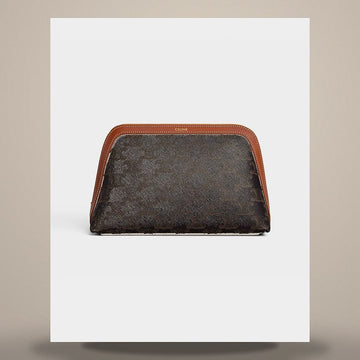 Celine Medium Cosmetic Pouch - Triumph Canvas & Calfskin 4M1632CZJ.04LU 158503104 [P]