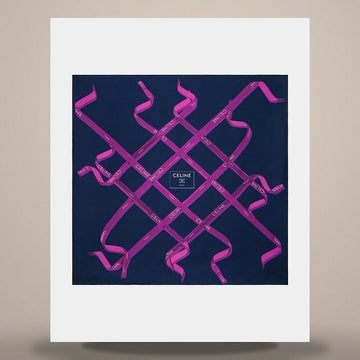 Celine Square - Silk Twill Navy/Fuchsia/White 158503238 [P]