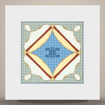 CELINE Bandana - Seidentwill in Elfenbein/Blau/Gelb 2AWB63L30.GKO5 158503251 [P]