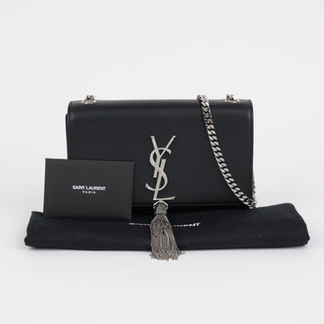 SAINT LAURENT タッセルスモールショルダーバッグ ブラック シルバー 158334760 [P]