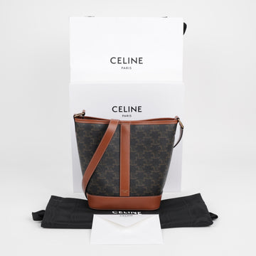 CELINE トリオンフ キャンバス カーフスキン スモール バケットバッグ 158377609 [P]