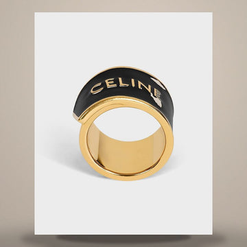 Celine Ribbon Large Ring - Enamel & Gold Finish Brass Black / Gold B10EF4V09.38DK 158505194 [P]