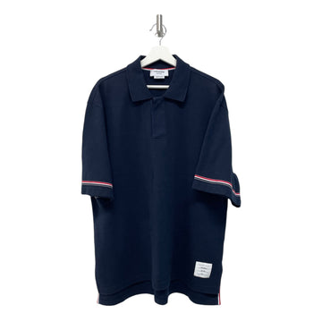 Thom Browne Navy Cotton Rugby Polo Short Sleeve T-Shirt H00372 158505429 [P]
