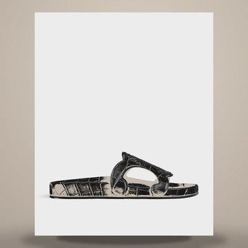 Celine Triomphe Slide - Crocodile Stamped Calfskin Black 367365347C.38NO 158505508 [P]