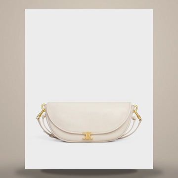Celine Little Half Moon Soft Triumph - Supple Shiny Lambskin White Cotton L10373778.00WC 158505534 [P]