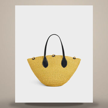 Celine Small Triomphe Beaded Basket - Sisal & Calfskin Natural / Black L104V3I94.02NC 158505562 [P]