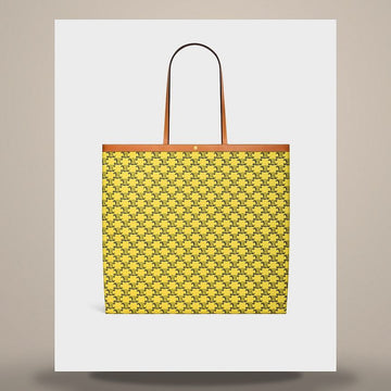 CELINE Große Flache Shopper - Trionpha Canvas Gelb / Marine 123842O90.11YN 158505622 [P]