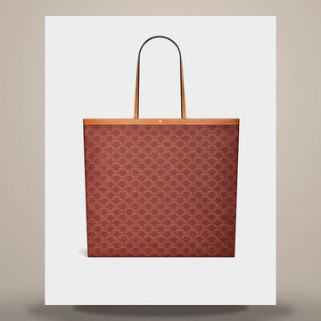 Celine Large Flat Shopper - Triomphe Canvas Burgundy/Tan 123842O93.GGH8 158505623 [P]