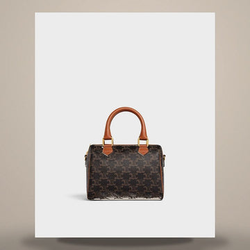 Celine Small Boston - Triomphe Canvas & Calfskin Tan 113772CAS.04LU 158505620 [P]