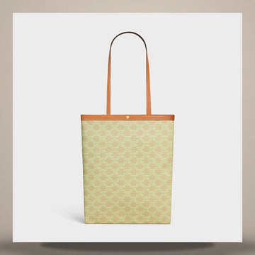 CELINE ミディアムフラットショッパー - キャンバスサンドキャッスル / ソフトライム 123832O93.GJQ4 158505628 [P]