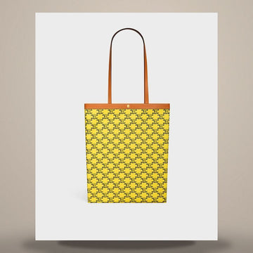 Celine Medium Flat Shopper - Triomphe Canvas Yellow / Navy 123832O90.11YN 158505629 [P]