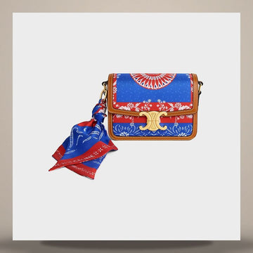 Celine Tin Triomphe - Silk & Natural Calfskin Navy / Red L100I3J77.07VR 158505655 [P]