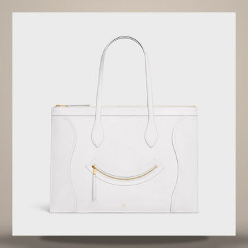 CELINE Flache Luggage - Glänzendes Kalbsleder Weiß 123963GW4.01BC 158505693 [P]