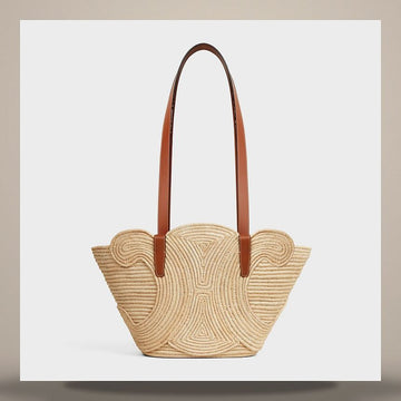 CELINE Klein Klassischer Panier Geflochtener Triumph - Raffia & Kalbsleder 117022FWB.04LU 158505720 [P]