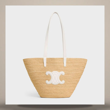 CELINE Mittlere Suppl Klassische Panier - Rafia & Kalbsleder 158505723 [P]