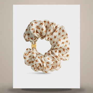 Louis Vuitton Mini Triomphe Scrunchie - Silk & Gold Finish Brass Ivory / Tan B10803F99.01YN 158505751 [P]